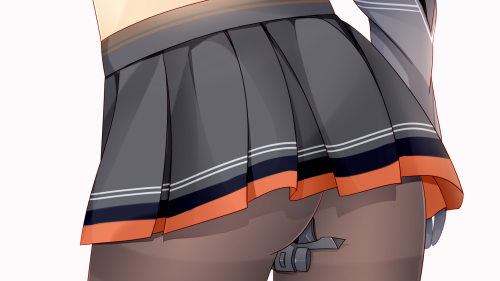 Anime Girl - Skirt, Hot Ass & Pantyhose Desktop Wallpaper